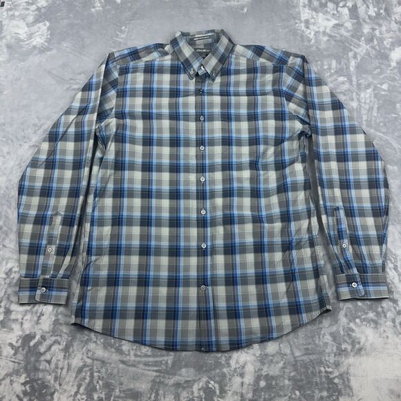 Eddie Bauer Shirt Mens Size TL Large Tall Blue Plaid Wrinkle Free Relaxed Fit - Picture 1 of 10